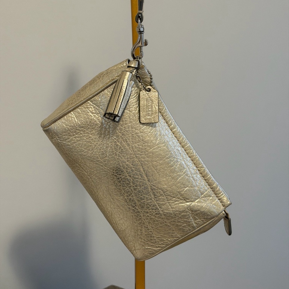 Coach Legacy Metallic Gold Clutch/Wristlet with Tassel and Hangtag 7x5